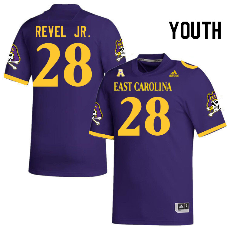 Youth #28 Shavon Revel Jr. ECU Pirates College Football Jerseys Stitched-Purple